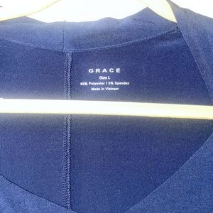 Navy Pullover polyester 3/4 sleeve womens top